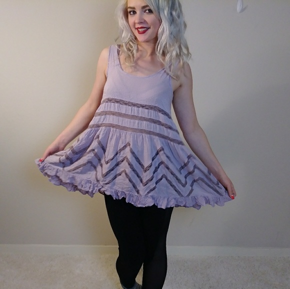 Free People Other - Free People XS lilac Voile&Lace Trapeze slip